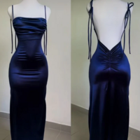 Sheath Straps Backless Floor Length Prom Dress Formal Evening Dress - Thumbnail 2