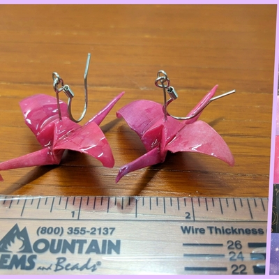 Origami crane earrings - galaxy set