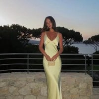 Simple V Neckline Long Yellow Satin Evening Dresses  - Thumbnail 1