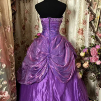 Strapless A Line Purple Long Party Dress Formal Evening Dress - Thumbnail 1