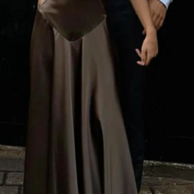 Spaghetti straps a line brown formal evening dress long prom dresses