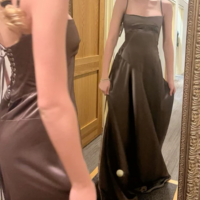 Spaghetti Straps A Line Brown Formal Evening Dress Long Prom Dresses - Thumbnail 2