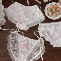 Kawaii strawberry cat print underwear 3pcs/set - Thumbnail 1