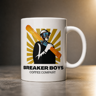 Ski man, breaker boys coffee 15 oz mug