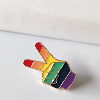 Pride pin, peace sign lgbtqia pin for bag, backpack pin peace sign rainbow colors
