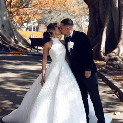 Luxurious halter high neck backless sequins mermaid wedding dresses with pockets