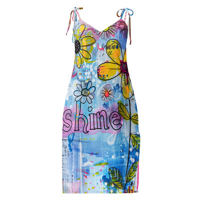 Shine tie-strap midi dress