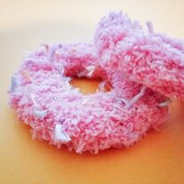  Mini Pink Sprinkles Donut Hair Scrunchies for your Ponytail Pigtail or Bun. Set of two.