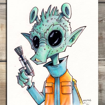 Greedo star wars day sketch original art