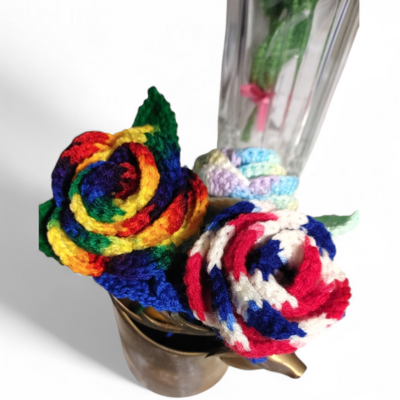 Multicolored Crochet Rose