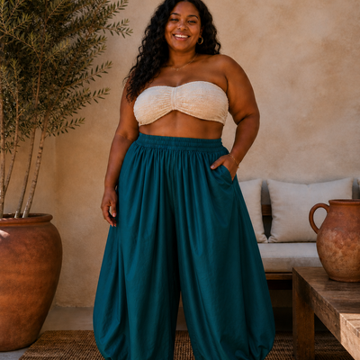 Isis - barrel cut pants (teal)