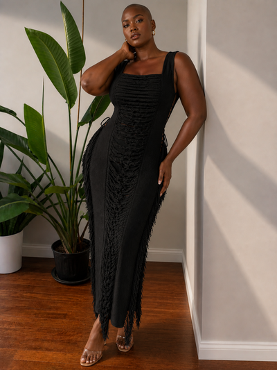 Frayed cover up dress