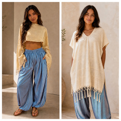 Frayed crop top/poncho