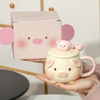 Cute Pig Ceramic Mug With Matching Spoon And Lid - Thumbnail 9