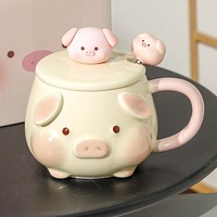 Cute Pig Ceramic Mug With Matching Spoon And Lid - Thumbnail 6