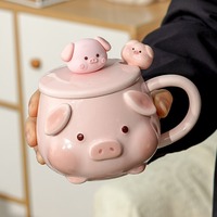 Cute Pig Ceramic Mug With Matching Spoon And Lid - Thumbnail 7