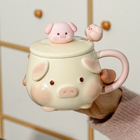 Cute Pig Ceramic Mug With Matching Spoon And Lid - Thumbnail 8