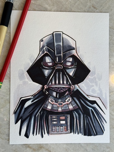 Darth Vader Star Wars Day Sketch Original Art