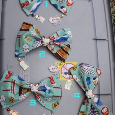 Japanajuku japanese teal kitsune hairbows