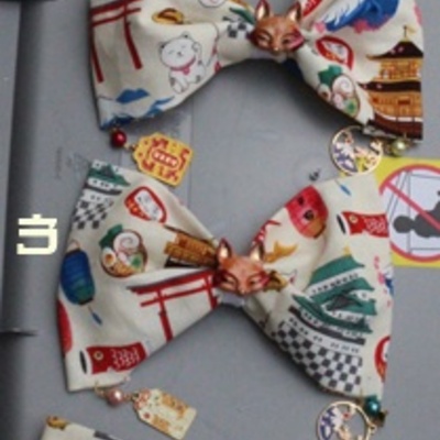 Japanajuku japanese white kitsune hairbows