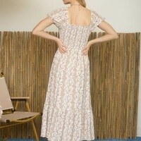 Wavy Floral Pattern Dress - Thumbnail 1