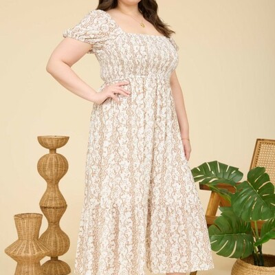 Plus wavy floral pattern dress