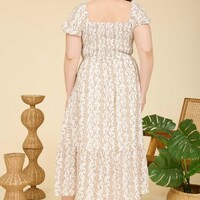 Plus Wavy Floral Pattern Dress - Thumbnail 2