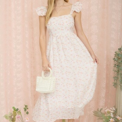 Floral ruffle strap dress