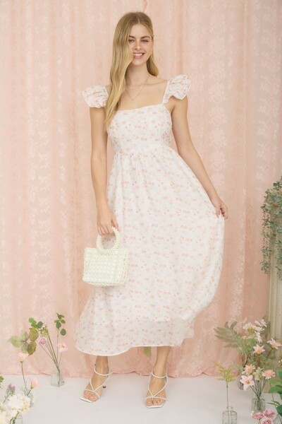 Floral Ruffle Strap Dress