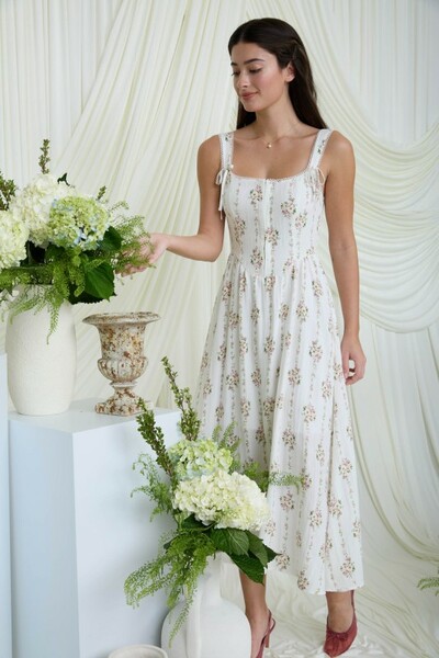 Floral Corset Midi Dress