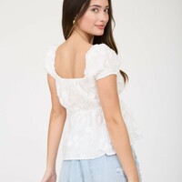 Embroidered Floral Peplum Top - Thumbnail 1