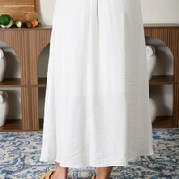 White Button Front Skirt - Thumbnail 1
