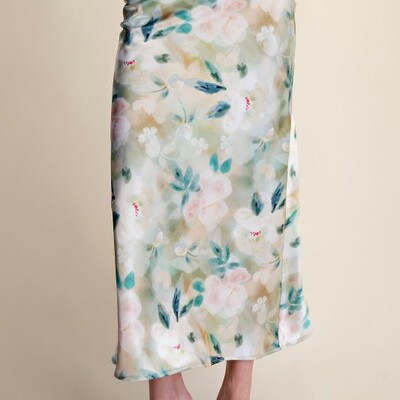 Floral satin skirt