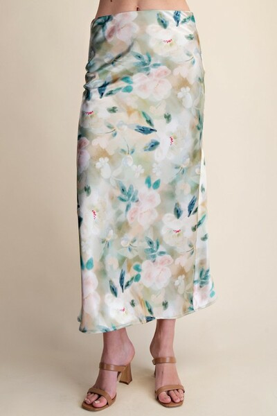 Floral Satin Skirt