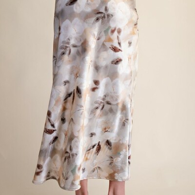 Floral satin skirt