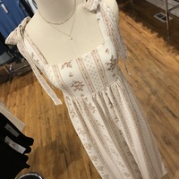 Neutral Floral Midi Dress - Thumbnail 3