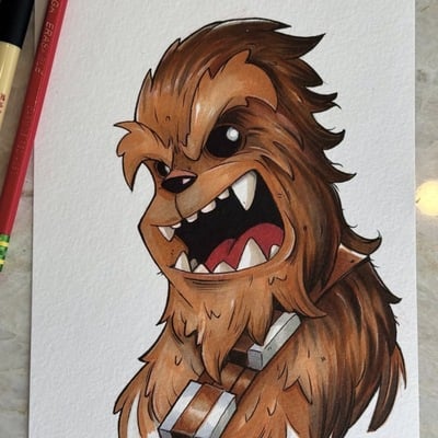 Chewbacca star wars day sketch original art