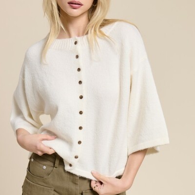 Wide sleeve button cardigan