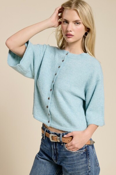 Wide Sleeve Button Cardigan