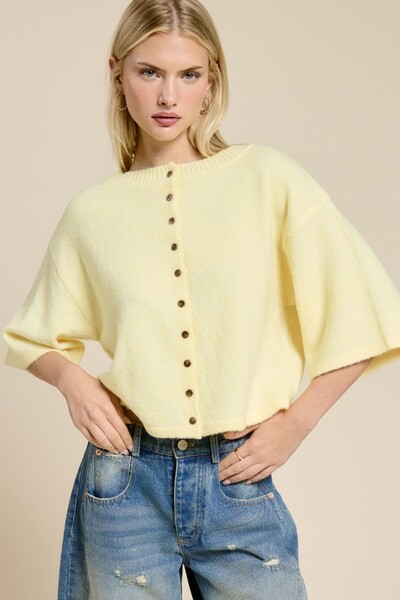 Wide Sleeve Button Cardigan