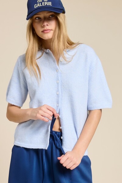 Short Sleeve Button Cardigan