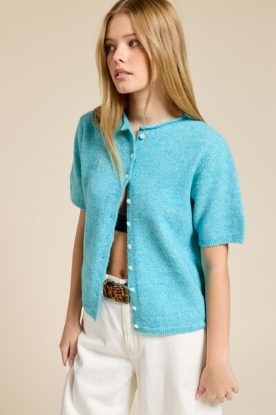 Short Sleeve Button Cardigan