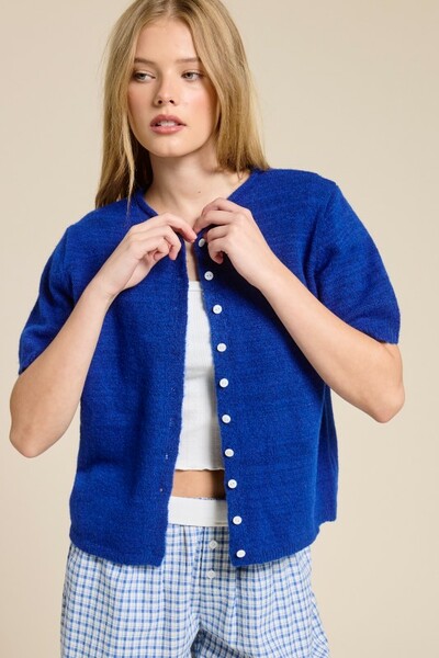Short Sleeve Button Cardigan