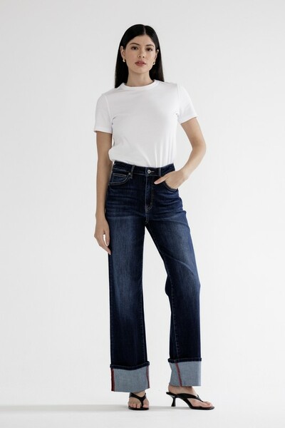 Mica Wide Leg Cuffed Jean