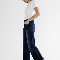 Mica Wide Leg Cuffed Jean - Thumbnail 1