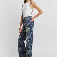 Mica Wide Leg Floral Jean - Thumbnail 1