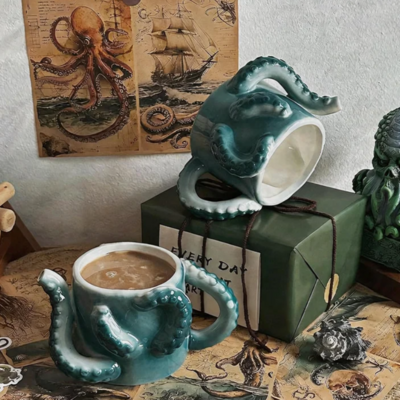 3d octopus ceramic coffee mug