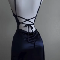 Chic Spaghetti Straps Navy Blue Satin Long Prom Dress Split Evening Dress - Thumbnail 1