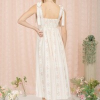 Neutral Floral Midi Dress - Thumbnail 1