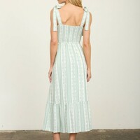 Floral Stripe Midi Dress - Thumbnail 6